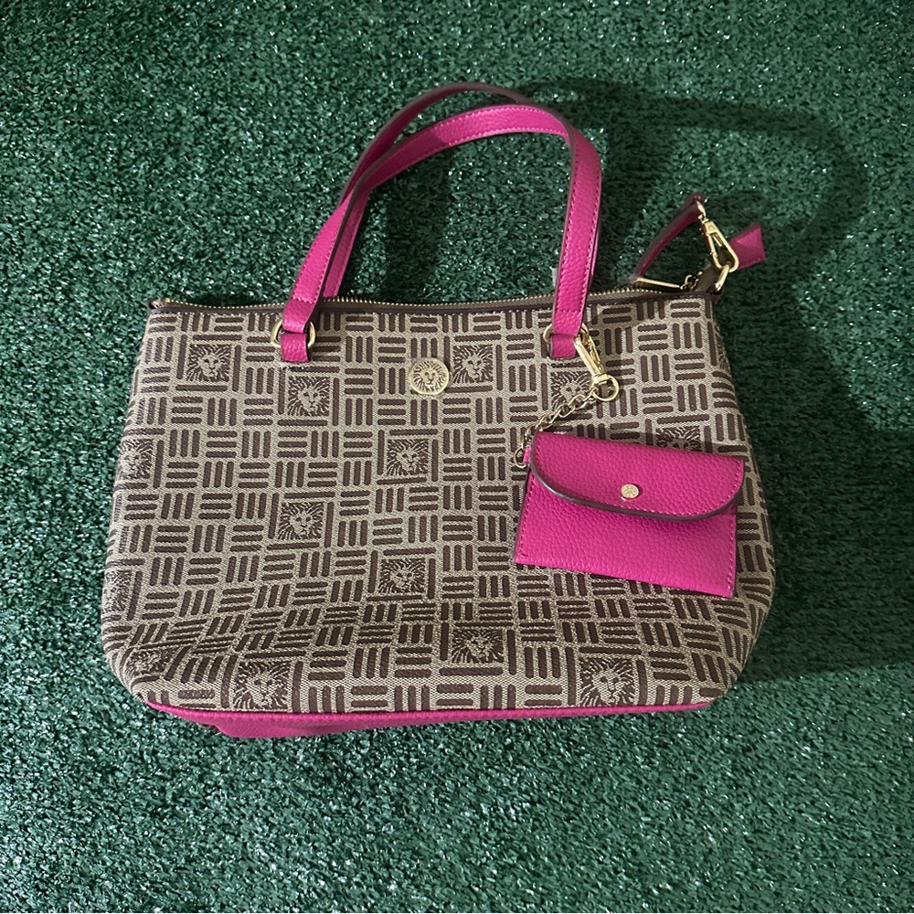 Anne Klein Tote with Pink and Black Pattern